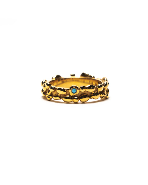 MAPLE Tropique Ring 14K Gold Turquoise Stone front view