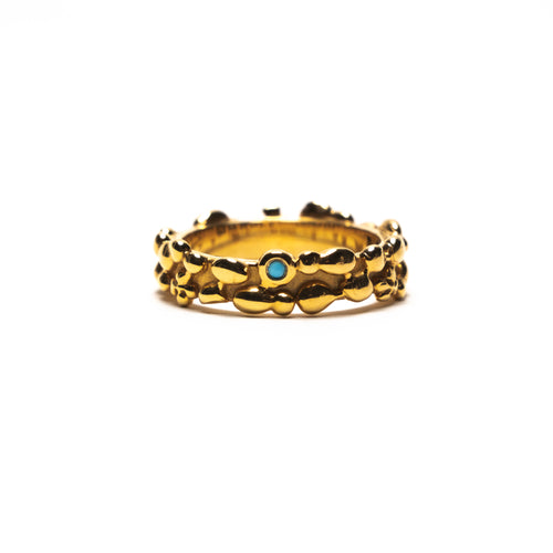MAPLE Tropique Ring 14K Gold Turquoise Stone front view