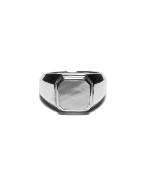 Duppy Signet Ring Silver/Mother of Pearl – MAPLE Duppy Signet Ring Silver/Mother of Pearl – MAPLE