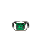 MAPLE Midnight Ring Slim Silver 925/Green Emerald front view