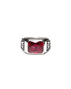 MAPLE Midnight Ring Slim Silver 925/Red Ruby front view