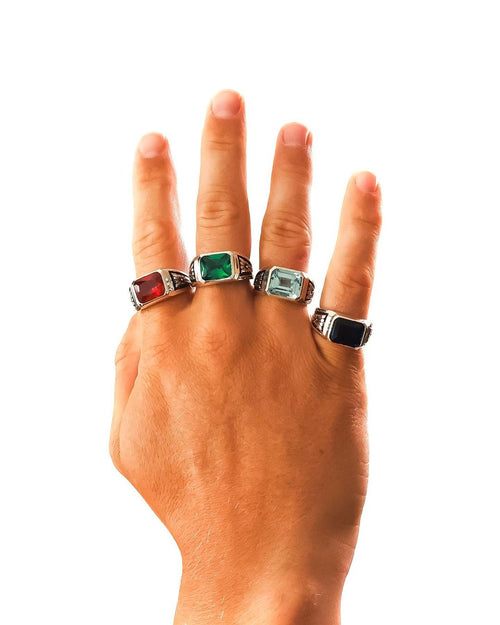 Midnight Ring Slim (Silver/Emerald)