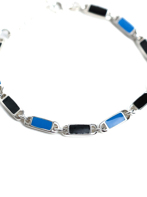 Poncho Bracelet (Silver 925/Black/Blue)