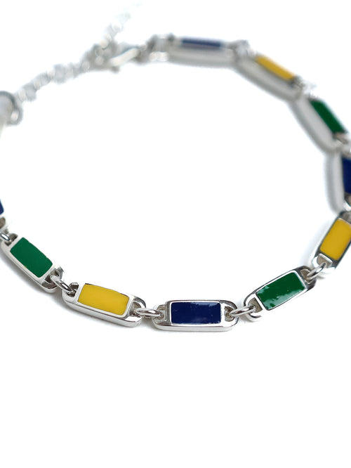 Poncho Bracelet (Silver 925/Navy/Yellow/Green)