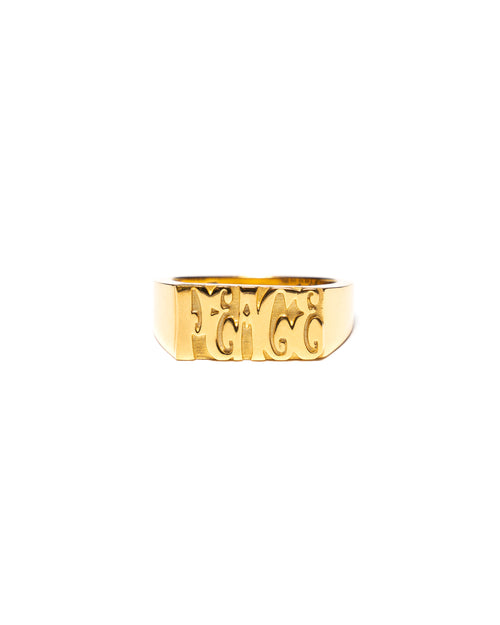 MAPLE Word Peace Ring 14K Gold front view