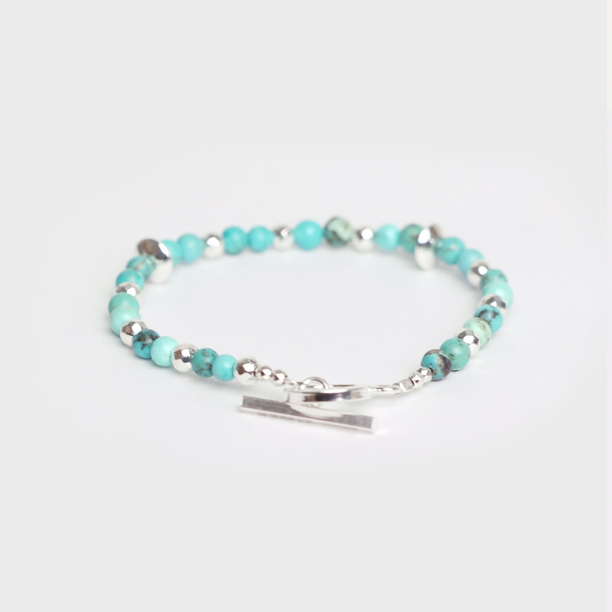 Maple turquoise stone silver 925 beaded bracelet rotation video